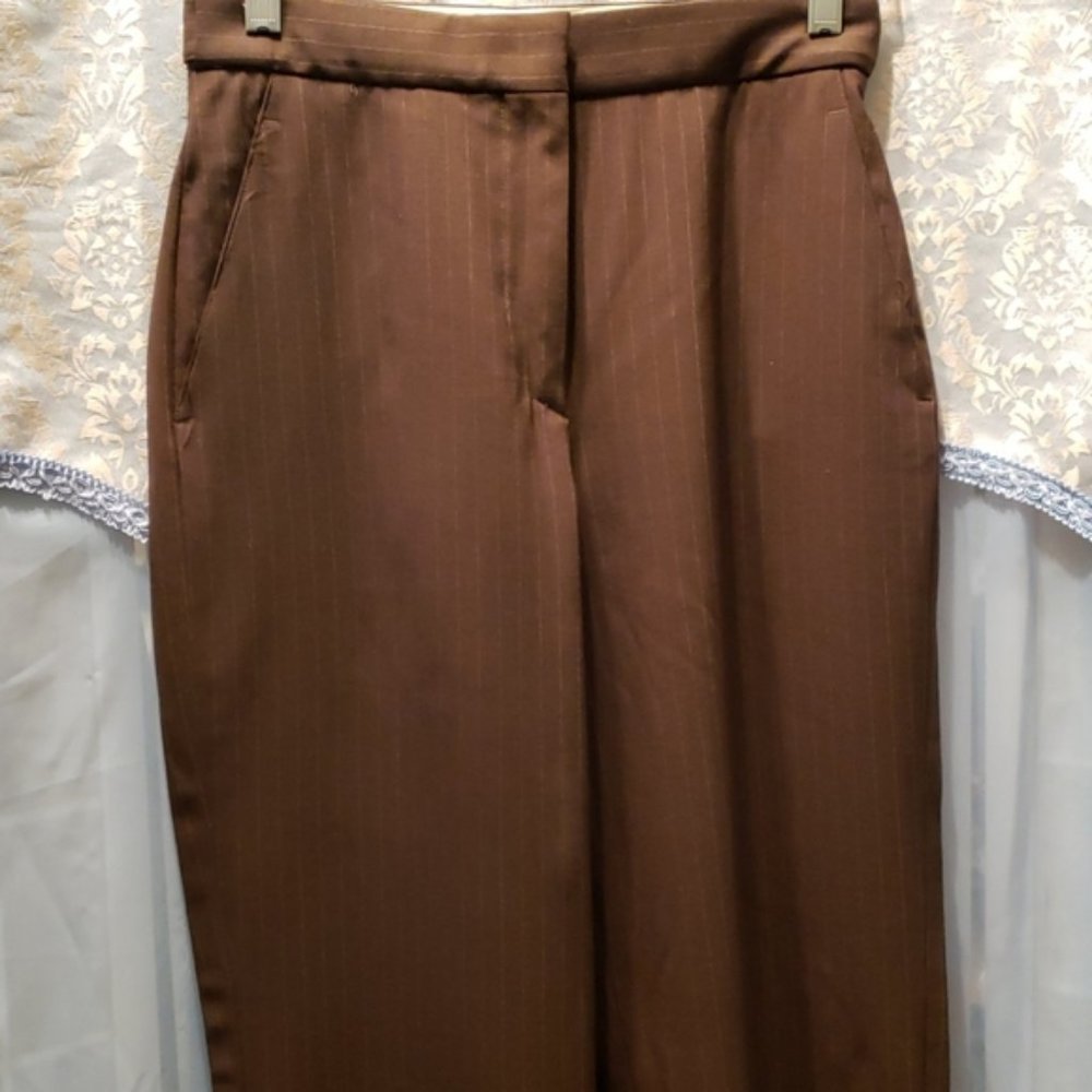 DKNY PETITE PINSTRIPE WOOL BL. PANTS SZ P/6
